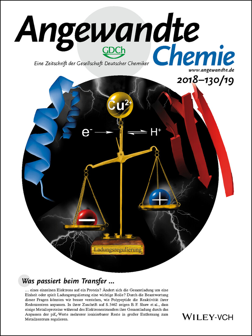 Innenrücktitelbild: Direct Measurement of Charge Regulation in Metalloprotein Electron Transfer (Angew. Chem. 19/2018) Volume 130 Issue 19, 2018