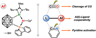Cooperative Activation of CO and Pyridine by an Aluminum(I) Complex Ligated with a Silylene-Borane Ligand
