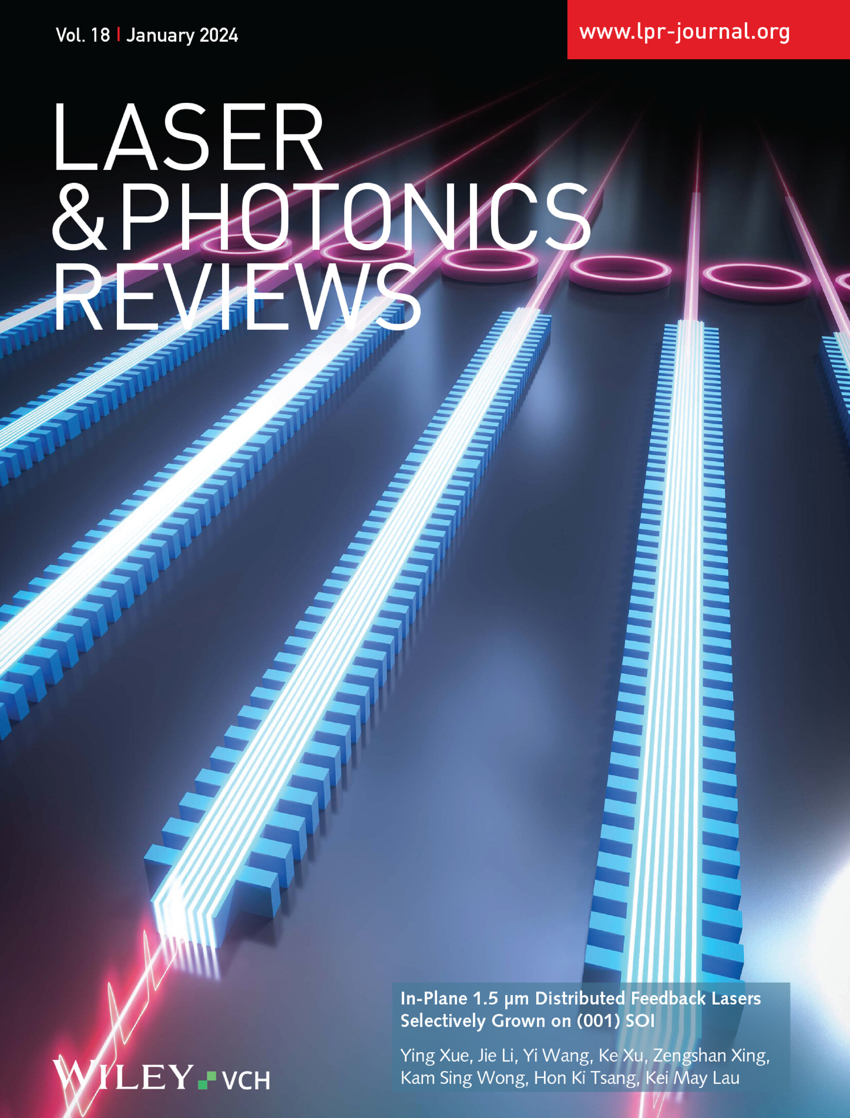 In-Plane 1.5 µm Distributed Feedback Lasers Selectively Grown on (001) SOI (Laser Photonics Rev. 18(1)/2024) Volume 18 Issue 1, 2024