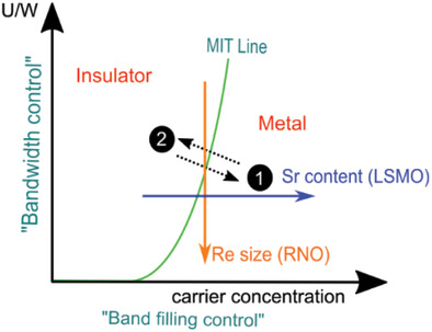 Nanoscale Correlations between Metal–Insulator Transition and Resistive Switching Effect in Metallic Perovskite Oxides