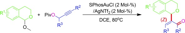 In-situ-Bildung nukleophiler Allene durch Gold-katalysierte Umlagerung von Propargylestern für hoch diastereoselektive intermolekulare C(sp3)-C(sp2)-Bindungsknüpfungen