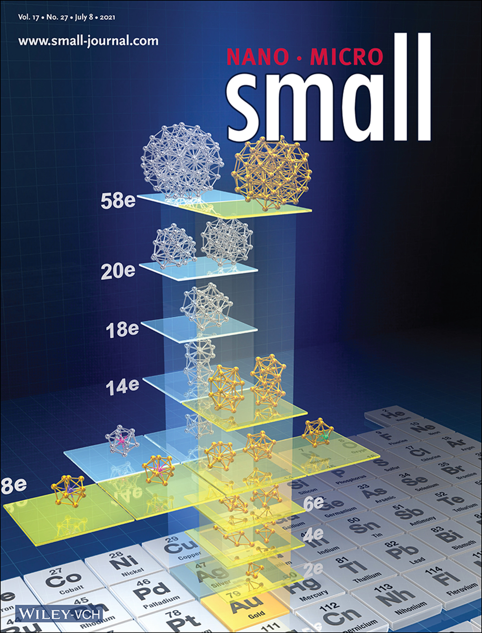 Chemically Modified Superatoms: Toward Controlling the Electronic Structures of Chemically Modified Superatoms of Gold and Silver (Small 27/2021) Volume 17 Issue 27, 2021