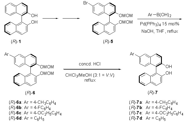 A Facile Synthesis of Enantiomerically Pure (R)-6-Arylbinols