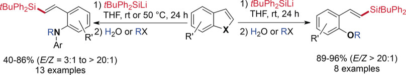 Transition-Metal-Free Ring-Opening Silylation of Indoles and Benzofurans with (Diphenyl-tert-butylsilyl)lithium