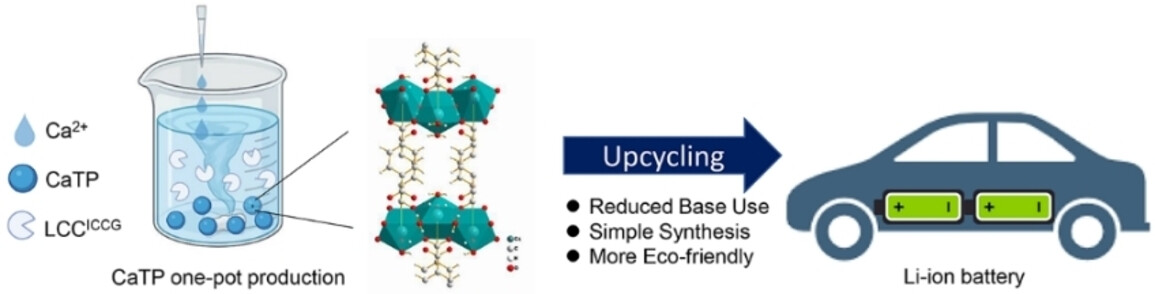Enzymatic Upcycling of PET Waste to Calcium Terephthalate for Battery Anodes