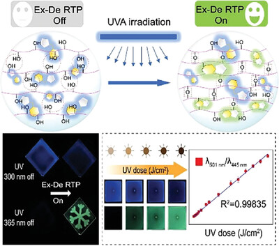 Photoirradiation-Gated Excitation-Dependent Room-Temperature Phosphorescence in Through-Space Charge Transfer Molecules