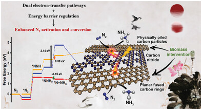 Biomass-Induced Diphasic Carbon Decoration for Carbon Nitride: Band and Electronic Engineering Targeting Efficient N2 Photofixation