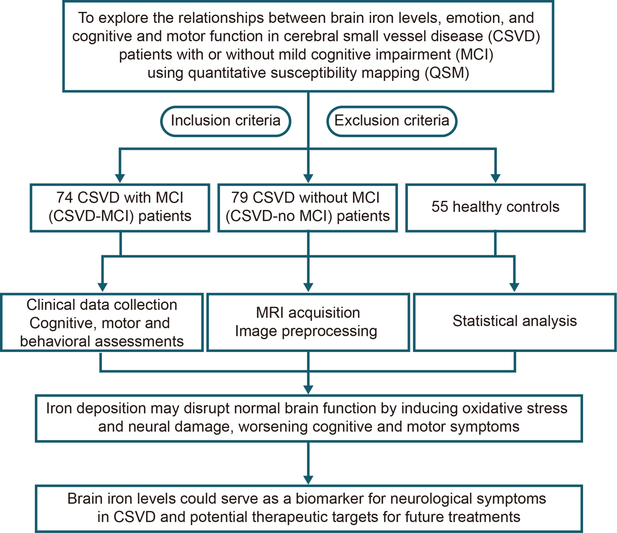 Association of Increased Brain Iron Levels With Anxiety and Motor Dysfunction in Cerebral Small Vessel Disease