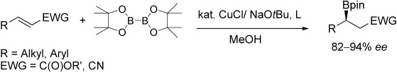 Catalytic Asymmetric Boration of Acyclic α,β-Unsaturated Esters and Nitriles