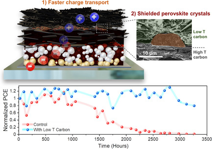 Printable Low-Temperature Carbon for Highly Efficient and Stable Mesoscopic Perovskite Solar Cells