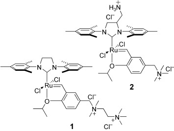 Small-Molecule N-Heterocyclic-Carbene-Containing Olefin-Metathesis Catalysts for Use in Water