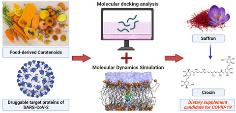 In silico evaluation of food-derived carotenoids against SARS-CoV-2 drug targets: Crocin is a promising dietary supplement candidate for COVID-19