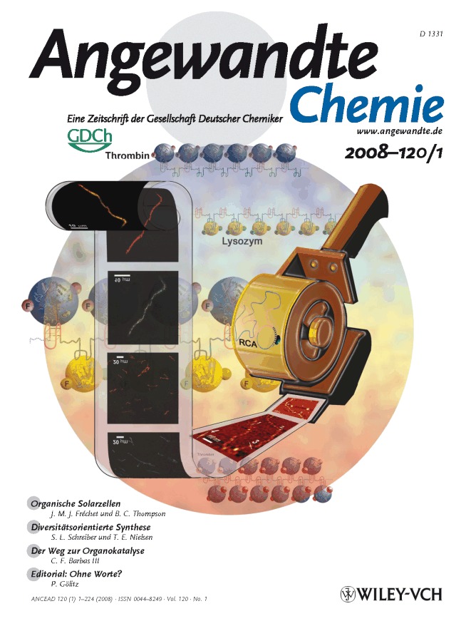 Titelbild: Increasing the Complexity of Periodic Protein Nanostructures by the Rolling-Circle-Amplified Synthesis of Aptamers (Angew. Chem. 1/2008)
