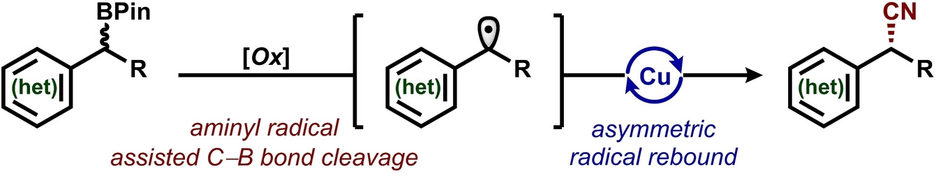 Enantioconvergent Cross-Nucleophile Coupling: Copper-Catalyzed Deborylative Cyanation