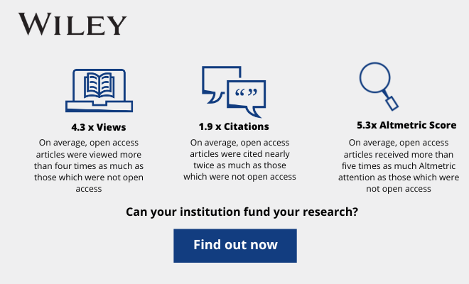 Your open access fees may be covered: Choose to publish open access with Wiley
