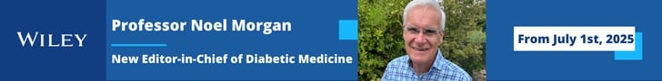 Promotional image announcing Noel Morgan as the new Editor-in-Chief for Diabetic Medicine