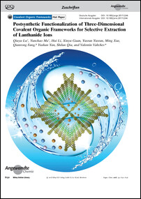 Frontispiz: Postsynthetic Functionalization of Three-Dimensional Covalent Organic Frameworks for Selective Extraction of Lanthanide Ions