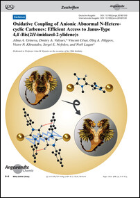 Frontispiz: Oxidative Coupling of Anionic Abnormal N-Heterocyclic Carbenes: Efficient Access to Janus-Type 4,4′-Bis(2H-imidazol-2-ylidene)s