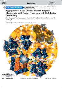 Frontispiz: Aggregation of Giant Cerium-Bismuth Tungstate Clusters into a 3D Porous Framework with High Proton Conductivity