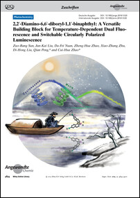 Frontispiz: 2,2′-Diamino-6,6′-diboryl-1,1′-binaphthyl: A Versatile Building Block for Temperature-Dependent Dual Fluorescence and Switchable Circularly Polarized Luminescence