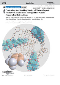 Frontispiz: Controlling the Stacking Modes of Metal-Organic Framework Nanosheets through Host-Guest Noncovalent Interactions