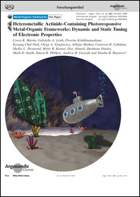 Frontispiz: Heterometallic Actinide-Containing Photoresponsive Metal-Organic Frameworks: Dynamic and Static Tuning of Electronic Properties