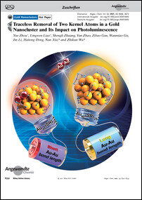 Frontispiz: Traceless Removal of Two Kernel Atoms in a Gold Nanocluster and Its Impact on Photoluminescence