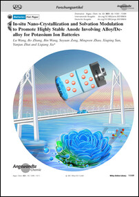 Frontispiz: In-situ Nano-Crystallization and Solvation Modulation to Promote Highly Stable Anode Involving Alloy/De-alloy for Potassium Ion Batteries