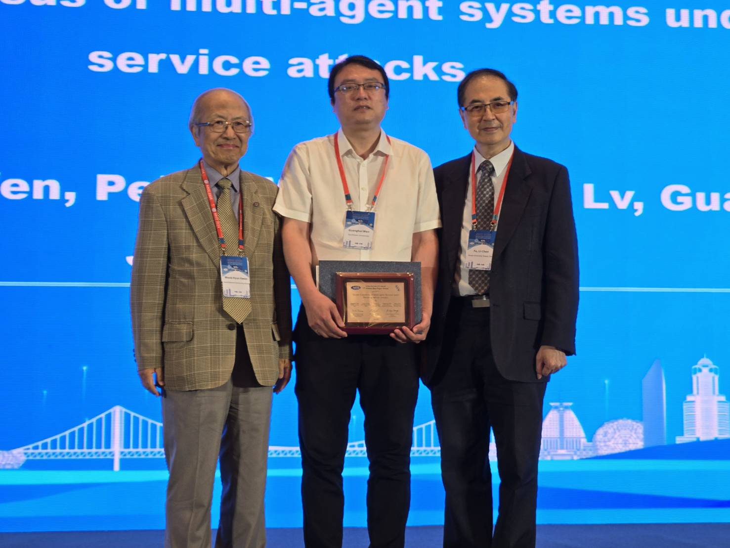 7th Kimura Best Paper Awards winners: Prof. Guanghui Wen, Prof. Peijun Wang, Dr. Yuezu Lv, Prof. Guanrong Chen, and Dr. Jialing Zhou