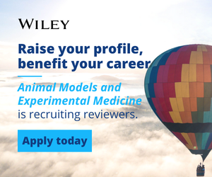 Banner image promoting inviting reviewer applications for Animal Models and Experimental Medicine