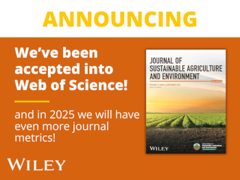 Journal of Sustainable Agriculture and Environment accepted into WoS