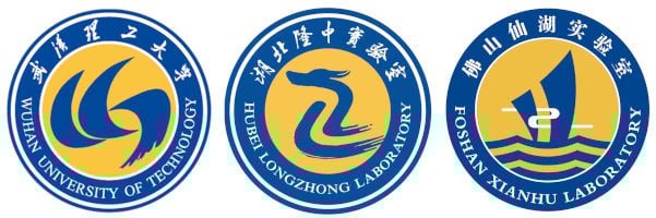 Wuhan University of Technology, Hubeil Longzhong Laboratories, Foshan Xianhu Laboratory logos